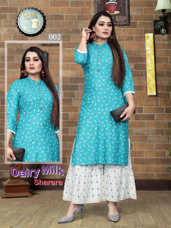 Aagya Dairy Milk Sharara 5 Kurti With Plazo Collection